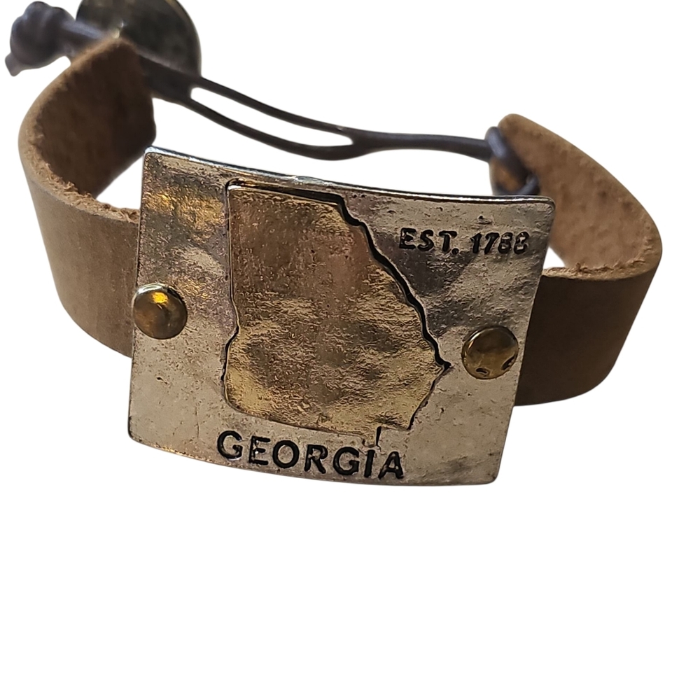 Georgia Leather Bracelet with Gold Plate